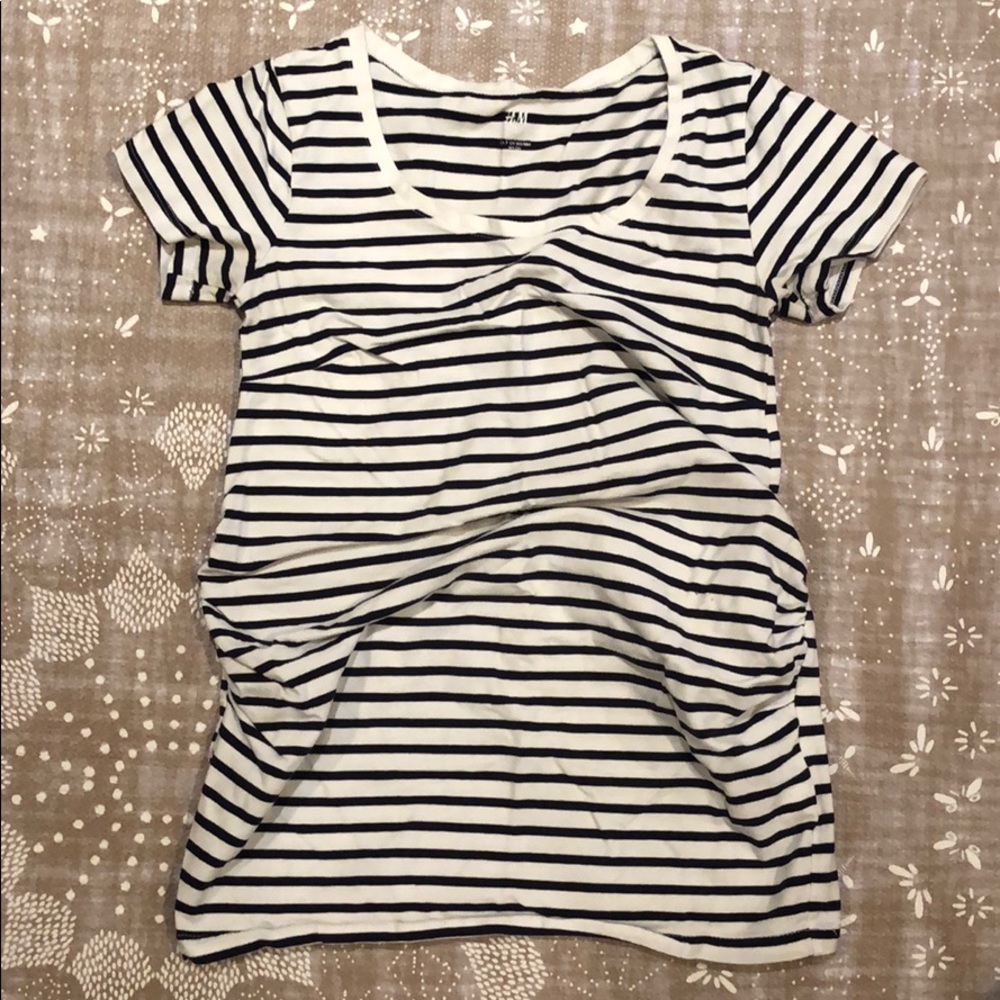 Navy & White Stripe H&M Maternity Scoop Neck Tee